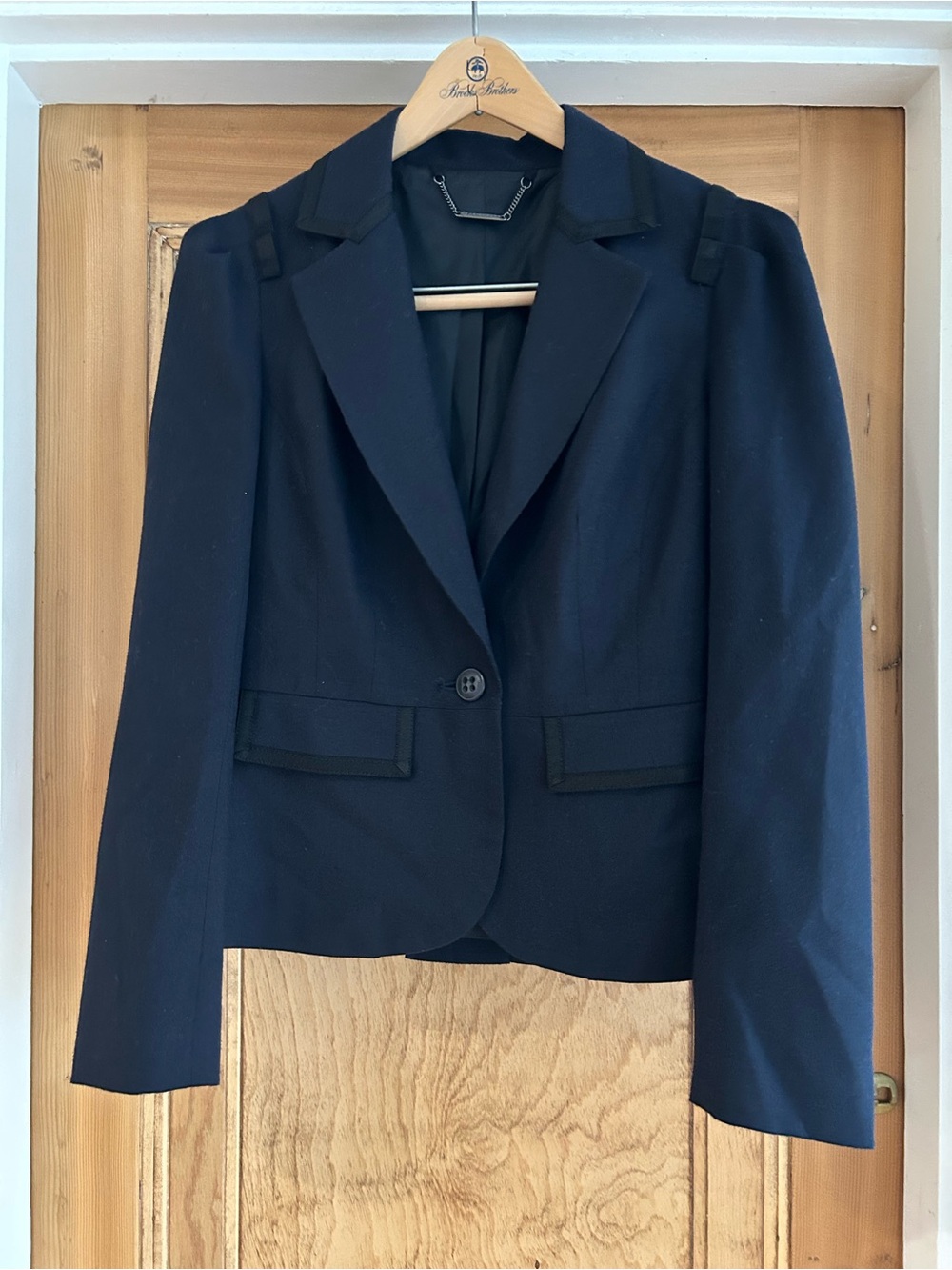 Trina Turk Navy Single-Button Tailored Blazer